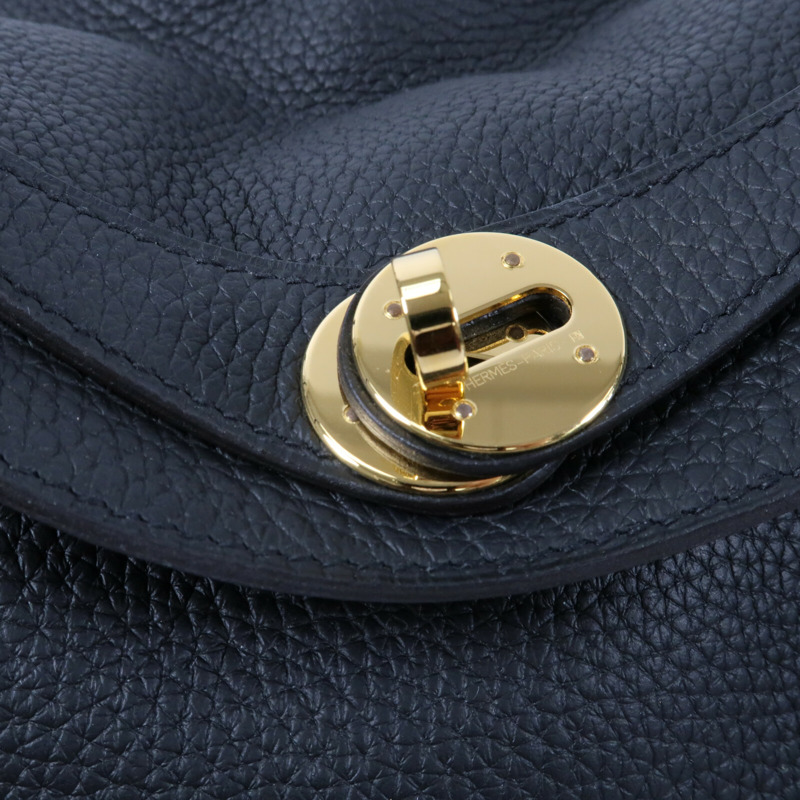 HERMES 【Hermes Fair】Clemence皮革Lindy 26金扣手挽肩背兩用袋Noir-9