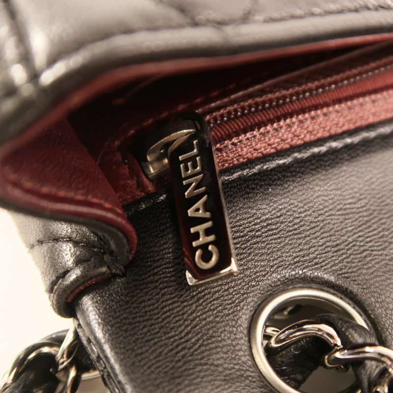 CHANEL 羊皮皮革Mini Classic 20銀扣鏈帶肩背袋-11
