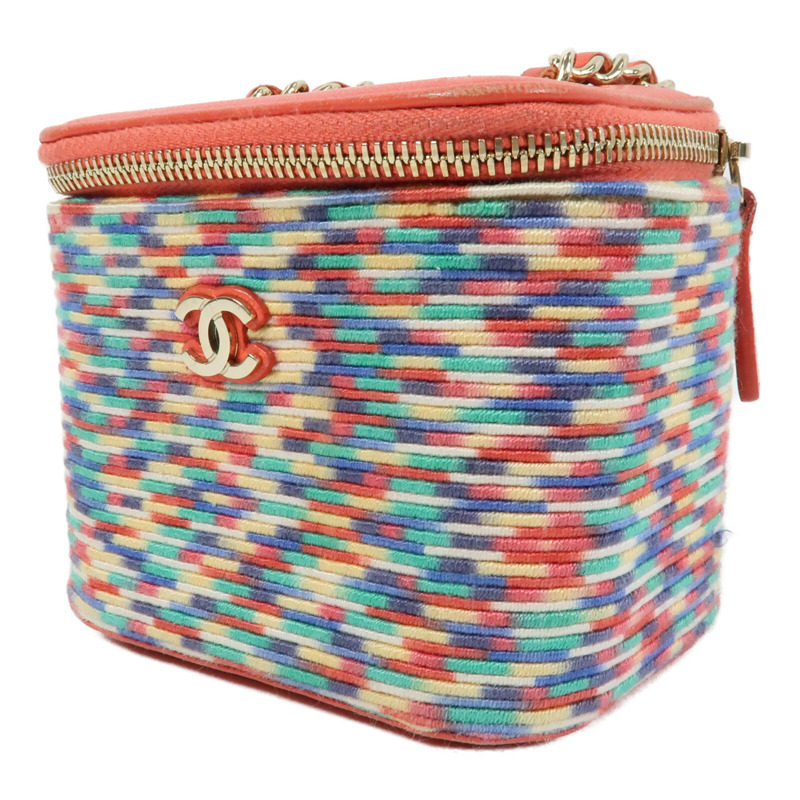 CHANEL Embroidered Thread Mini Vanity Case金扣鏈帶肩背袋-2