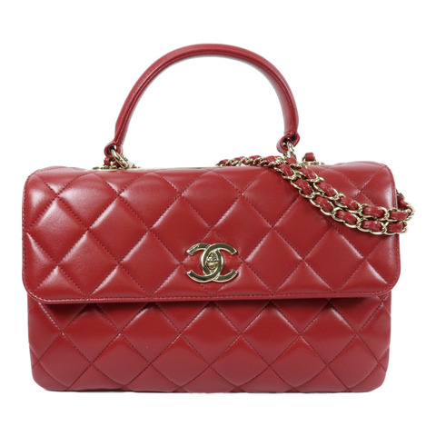 CHANEL 羊皮皮革Trendy CC金扣鏈帶手挽肩背兩用袋