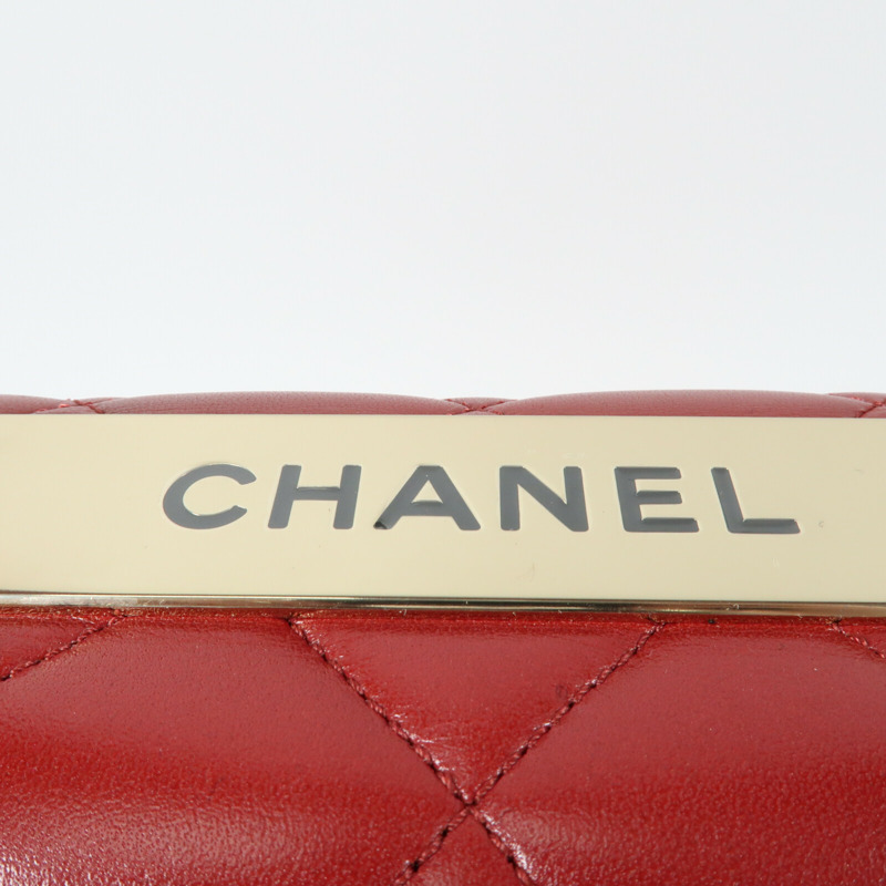 CHANEL 羊皮皮革Trendy CC金扣鏈帶手挽肩背兩用袋-10