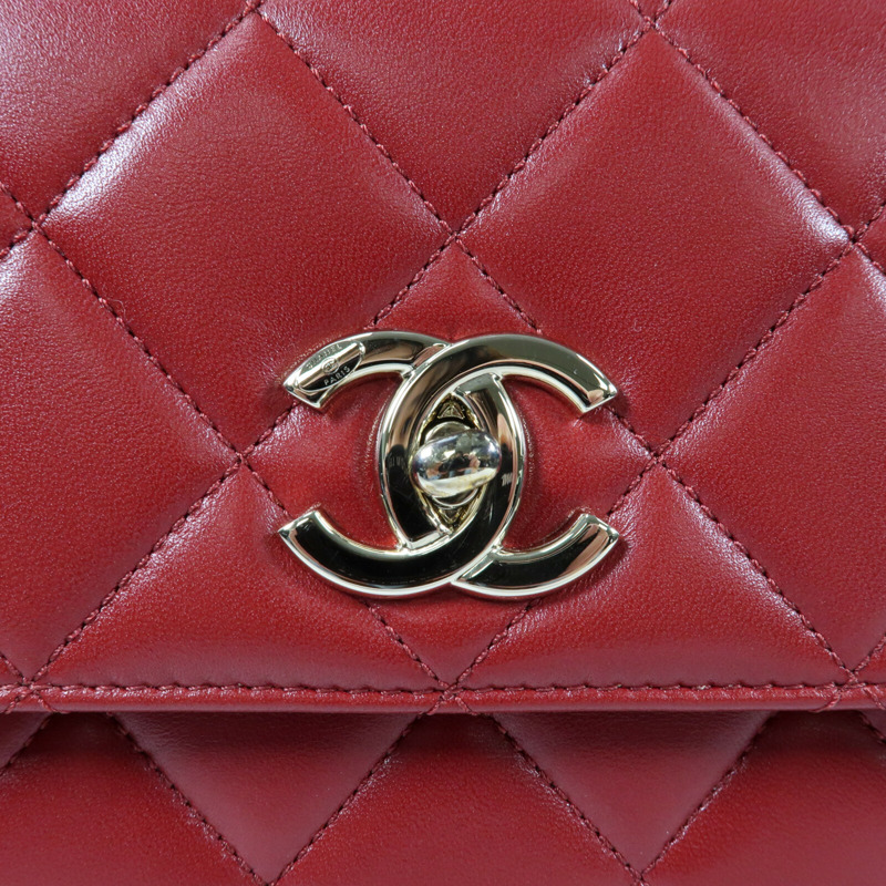 CHANEL 羊皮皮革Trendy CC金扣鏈帶手挽肩背兩用袋-11