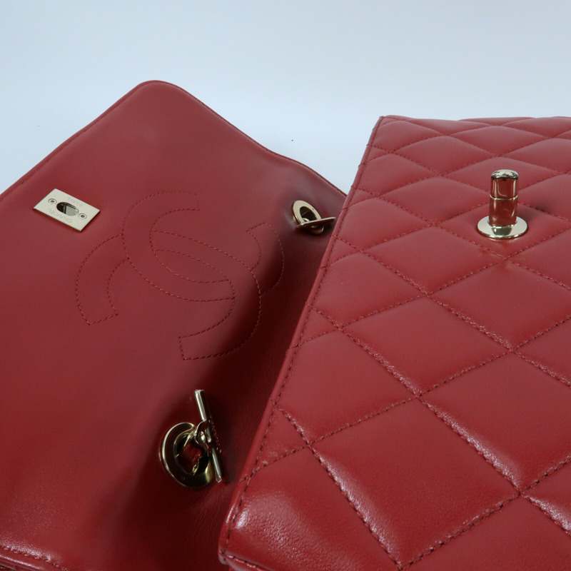 CHANEL 羊皮皮革Trendy CC金扣鏈帶手挽肩背兩用袋-15