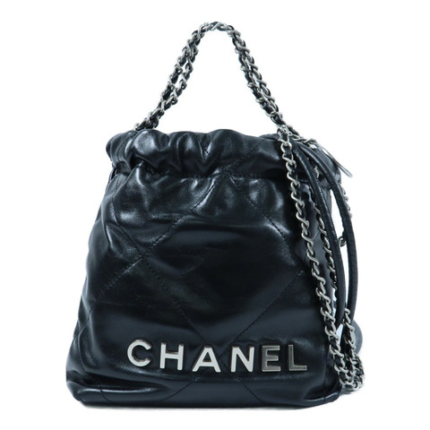 CHANEL 牛皮皮革Mini 22銀扣手挽肩背兩用袋