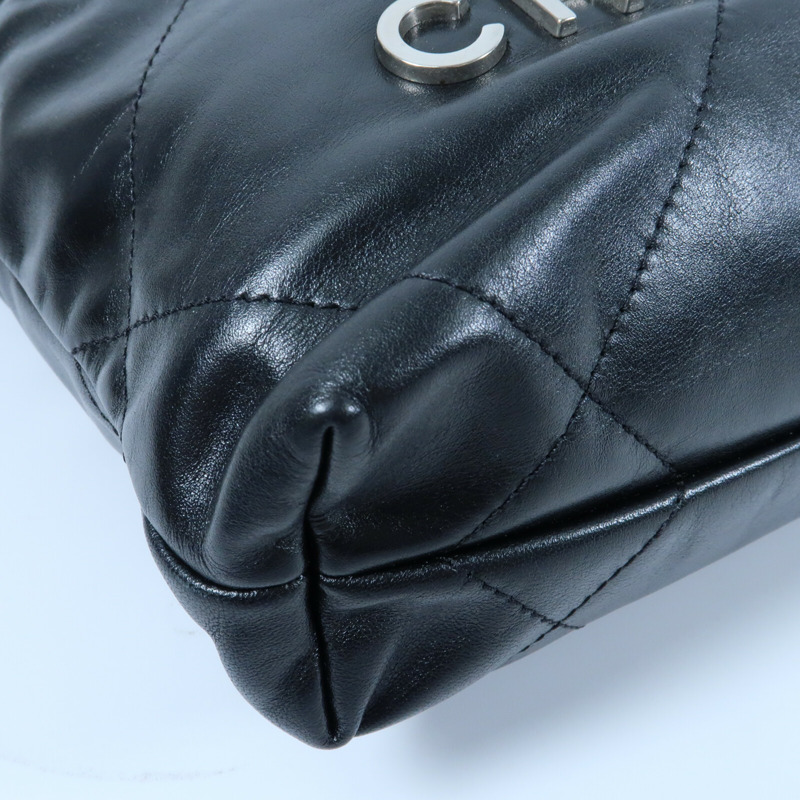 CHANEL 牛皮皮革Mini 22銀扣手挽肩背兩用袋-4