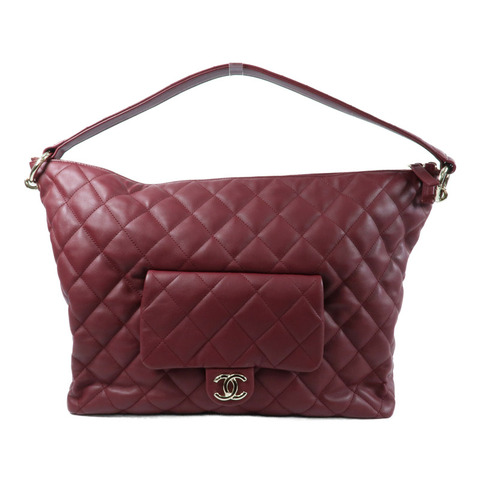 CHANEL 牛皮皮革Maxi Hobo金扣肩背袋