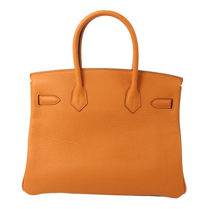 HERMES 【Hermes Fair】Togo皮革Birkin 30銀扣手挽袋Orange-1