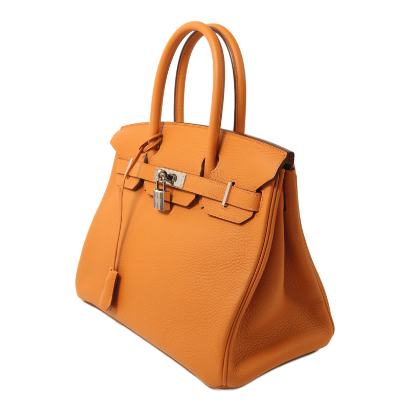 HERMES 【Hermes Fair】Togo皮革Birkin 30銀扣手挽袋Orange-2