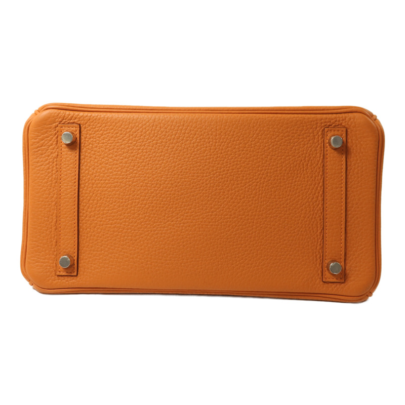 HERMES 【Hermes Fair】Togo皮革Birkin 30銀扣手挽袋Orange-3