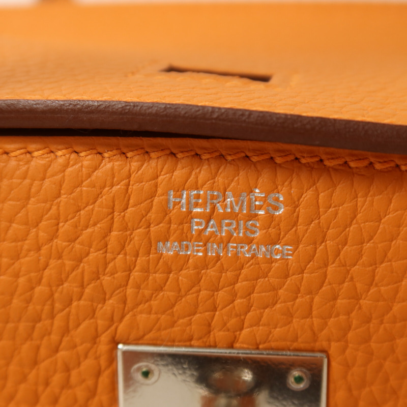 HERMES 【Hermes Fair】Togo皮革Birkin 30銀扣手挽袋Orange-5