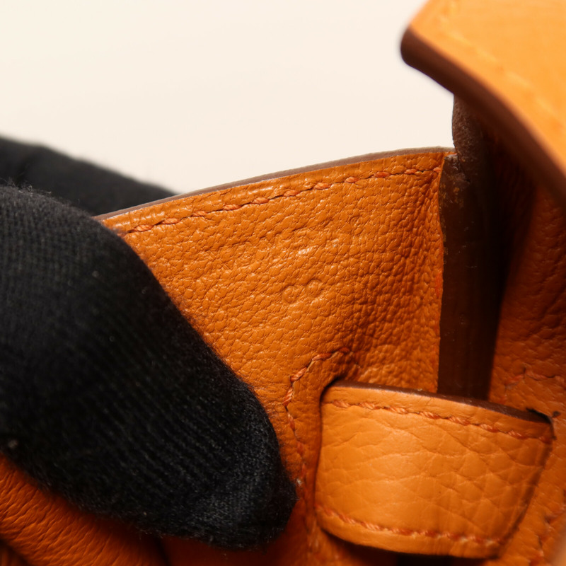 HERMES 【Hermes Fair】Togo皮革Birkin 30銀扣手挽袋Orange-6