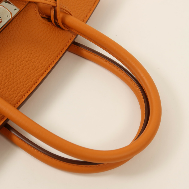 HERMES 【Hermes Fair】Togo皮革Birkin 30銀扣手挽袋Orange-7