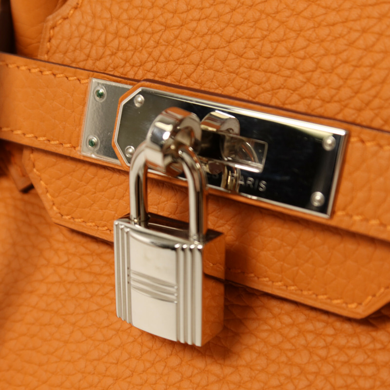 HERMES 【Hermes Fair】Togo皮革Birkin 30銀扣手挽袋Orange-9