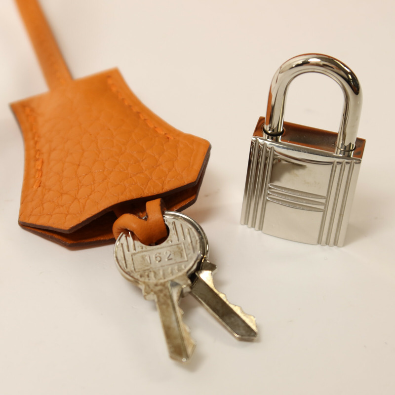HERMES 【Hermes Fair】Togo皮革Birkin 30銀扣手挽袋Orange-10