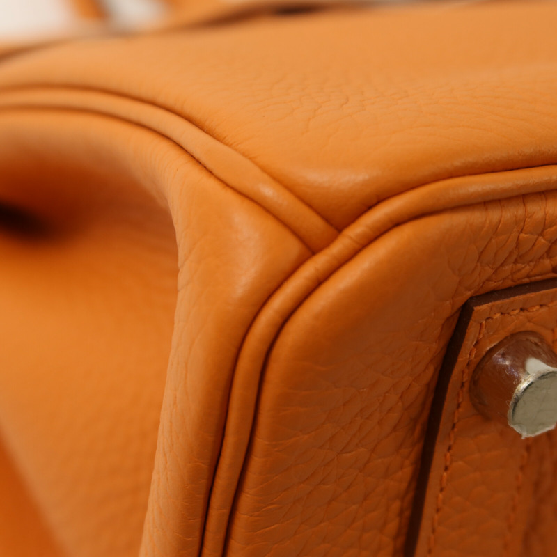HERMES 【Hermes Fair】Togo皮革Birkin 30銀扣手挽袋Orange-11