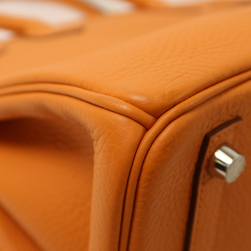 HERMES 【Hermes Fair】Togo皮革Birkin 30銀扣手挽袋Orange-13