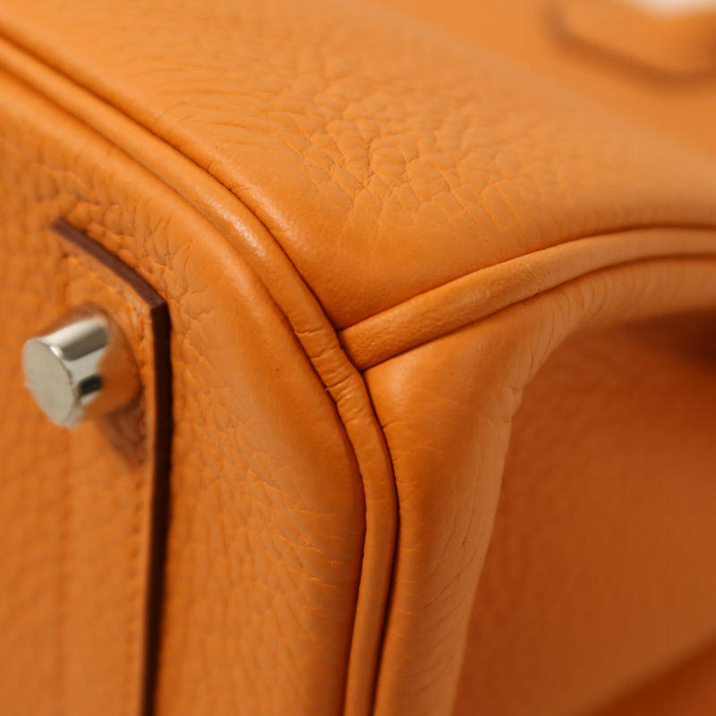 HERMES 【Hermes Fair】Togo皮革Birkin 30銀扣手挽袋Orange-14