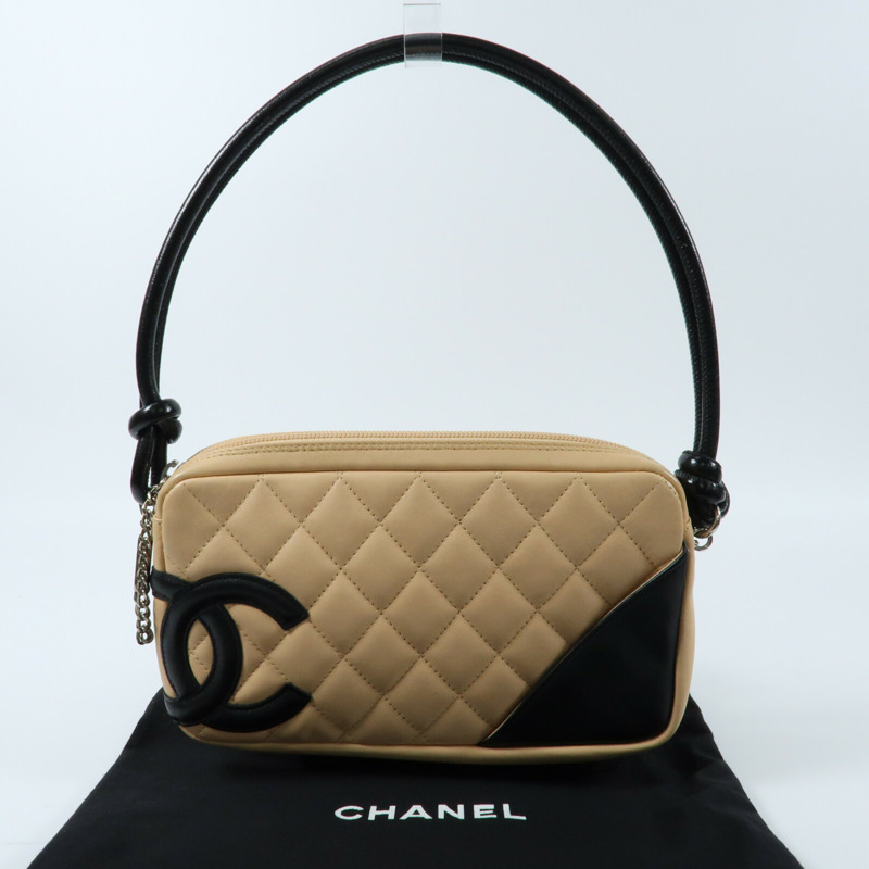 CHANEL 牛皮皮革Cambon Small Rectangle銀扣手挽袋-16