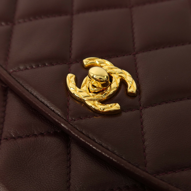 CHANEL 羊皮皮革Vintage Shoulder Bag金扣肩背袋-11