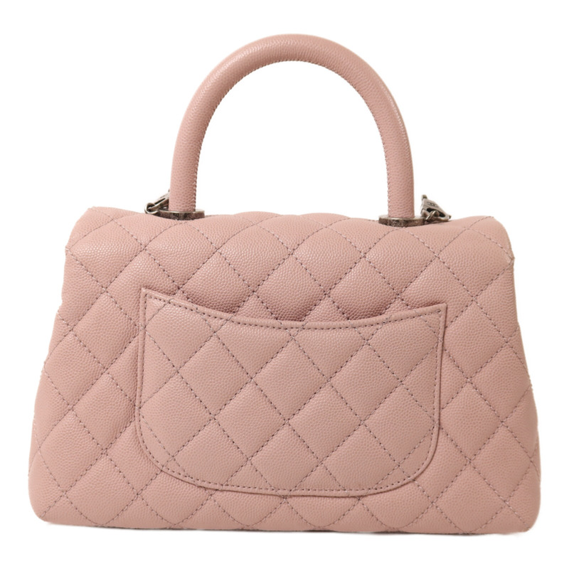 CHANEL 牛皮皮革Coco Handle銀扣鏈帶手挽肩背兩用袋-1