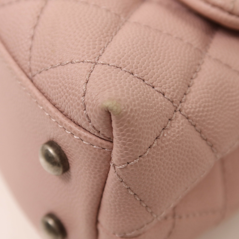 CHANEL 牛皮皮革Coco Handle銀扣鏈帶手挽肩背兩用袋-12