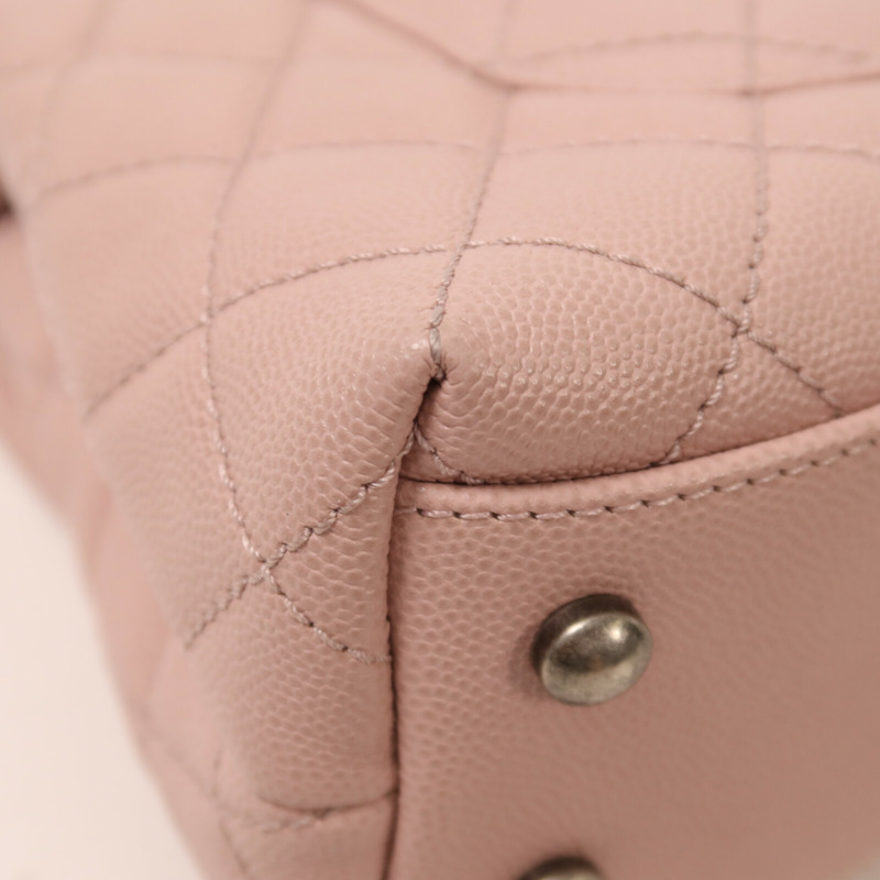 CHANEL 牛皮皮革Coco Handle銀扣鏈帶手挽肩背兩用袋-13