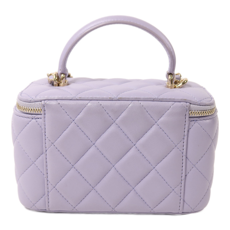 CHANEL 羊皮皮革Vanity Case金扣鏈帶手挽肩背兩用袋-1