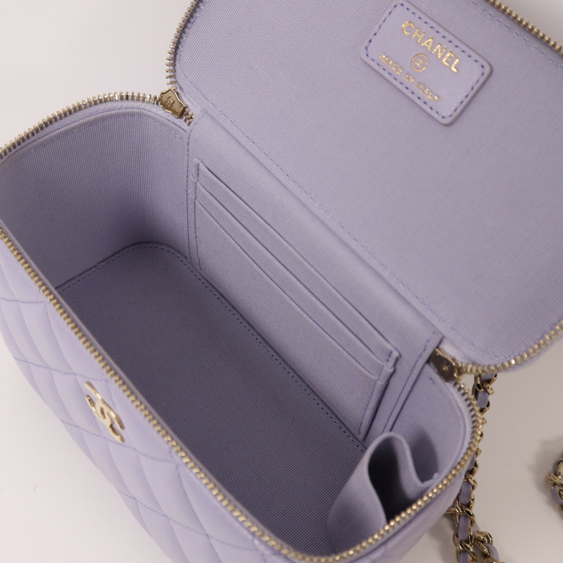 CHANEL 羊皮皮革Vanity Case金扣鏈帶手挽肩背兩用袋-4