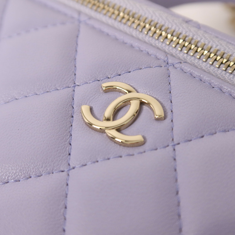 CHANEL 羊皮皮革Vanity Case金扣鏈帶手挽肩背兩用袋-10