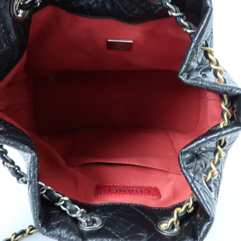 CHANEL 牛皮皮革Gabrielle Backpack鏈帶背包-12