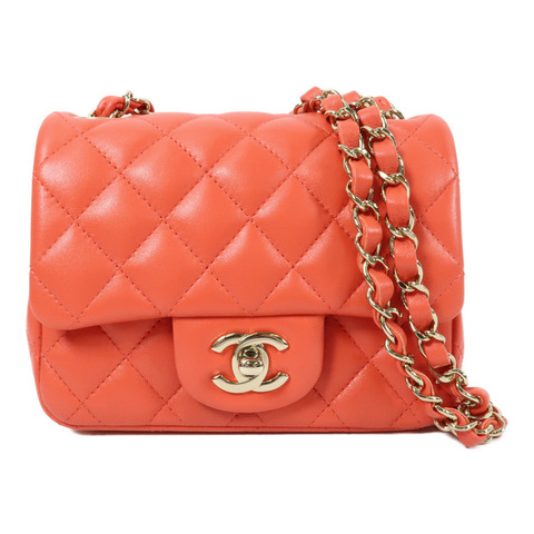 CHANEL 羊皮皮革Mini Classic 17金扣鏈帶肩背袋