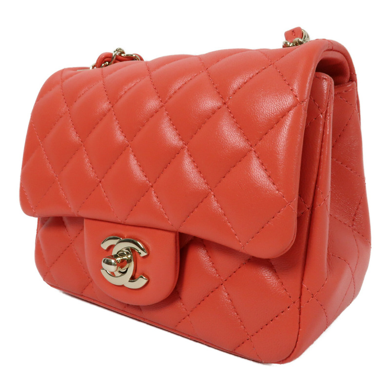 CHANEL 羊皮皮革Mini Classic 17金扣鏈帶肩背袋-2