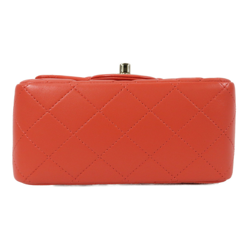 CHANEL 羊皮皮革Mini Classic 17金扣鏈帶肩背袋-3