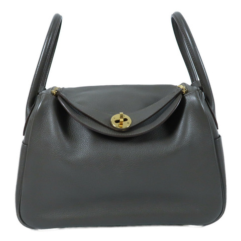 HERMES Evercolor皮革Lindy 26金扣手挽肩背兩用袋Etain