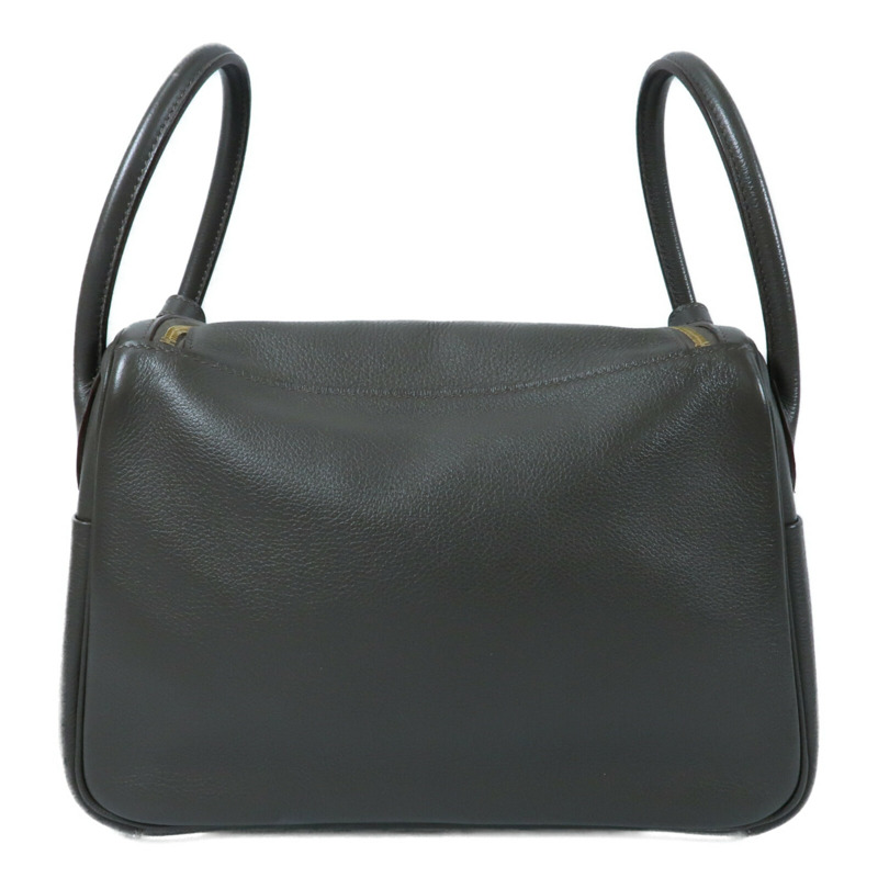 HERMES Evercolor皮革Lindy 26金扣手挽肩背兩用袋Etain-1