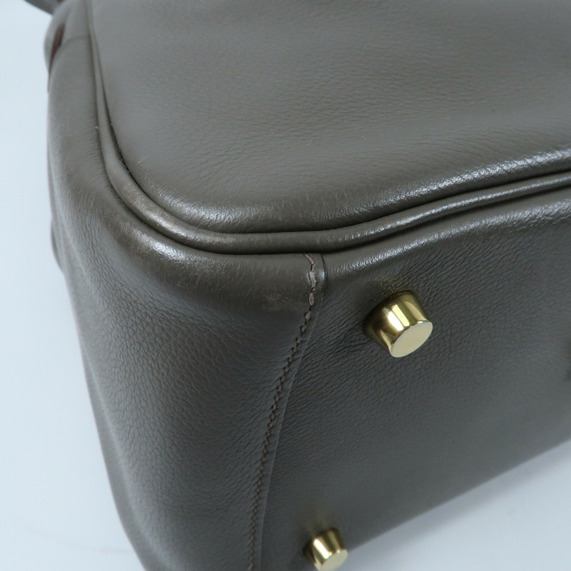 HERMES Evercolor皮革Lindy 26金扣手挽肩背兩用袋Etain-4