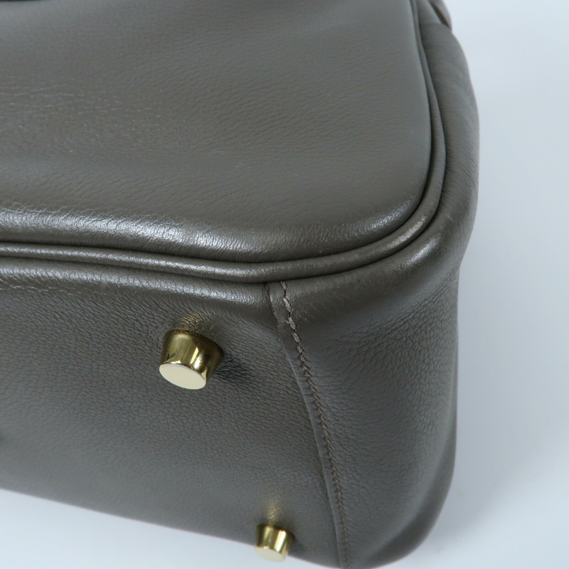 HERMES Evercolor皮革Lindy 26金扣手挽肩背兩用袋Etain-5