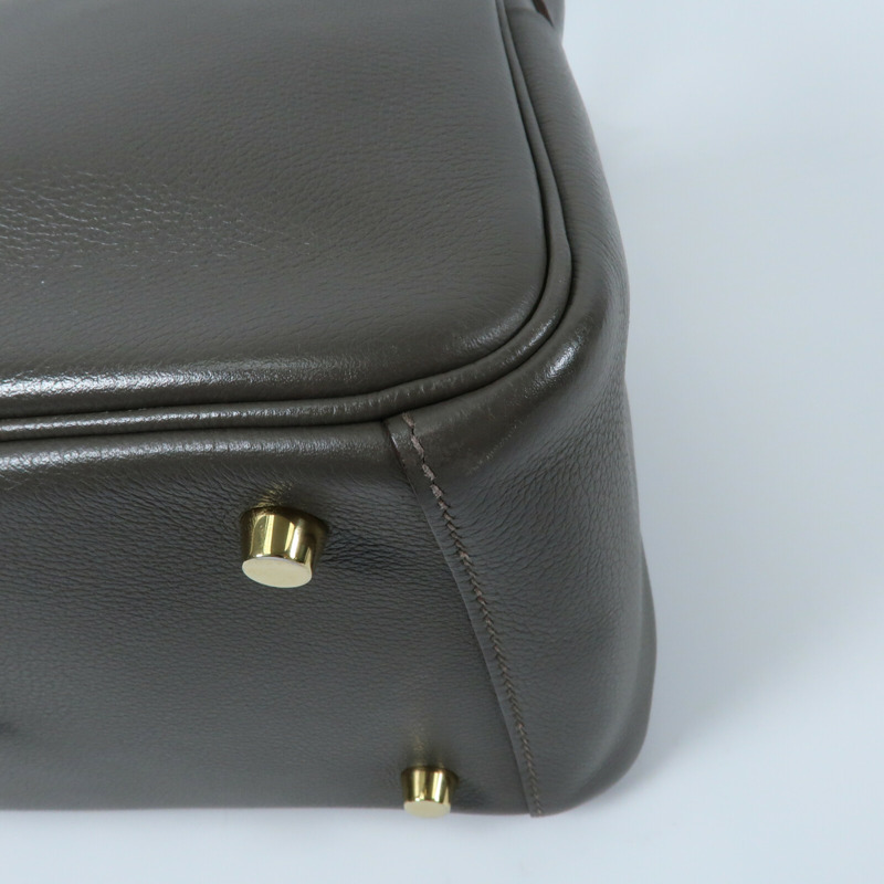 HERMES Evercolor皮革Lindy 26金扣手挽肩背兩用袋Etain-7