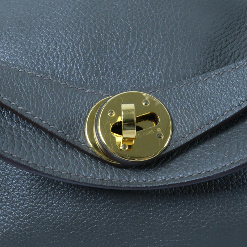 HERMES Evercolor皮革Lindy 26金扣手挽肩背兩用袋Etain-9