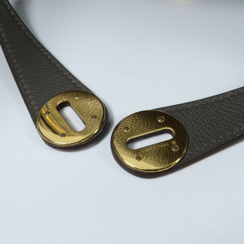 HERMES Evercolor皮革Lindy 26金扣手挽肩背兩用袋Etain-11