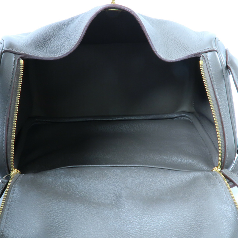 HERMES Evercolor皮革Lindy 26金扣手挽肩背兩用袋Etain-12