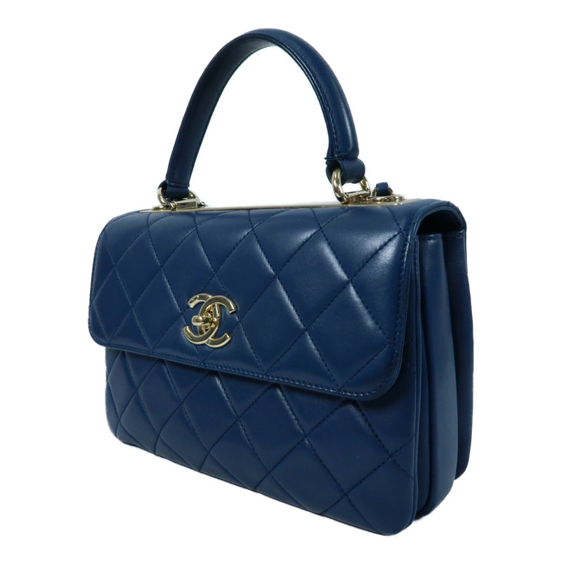 CHANEL 羊皮皮革Trendy CC金扣鏈帶手挽肩背兩用袋-2