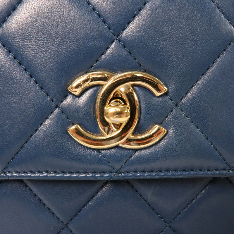 CHANEL 羊皮皮革Trendy CC金扣鏈帶手挽肩背兩用袋-5