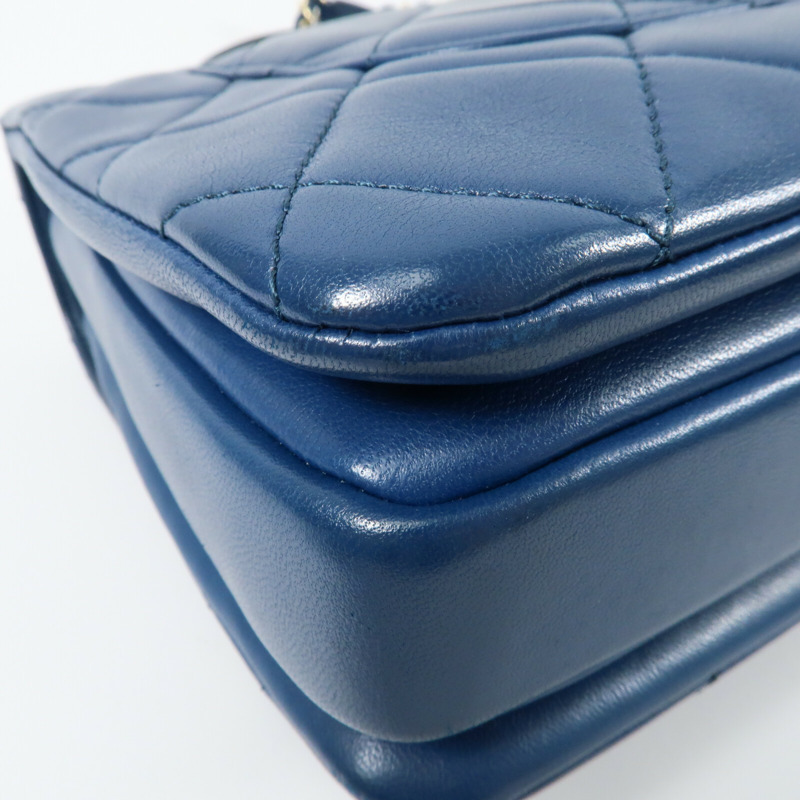 CHANEL 羊皮皮革Trendy CC金扣鏈帶手挽肩背兩用袋-9