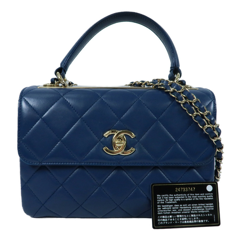 CHANEL 羊皮皮革Trendy CC金扣鏈帶手挽肩背兩用袋-18