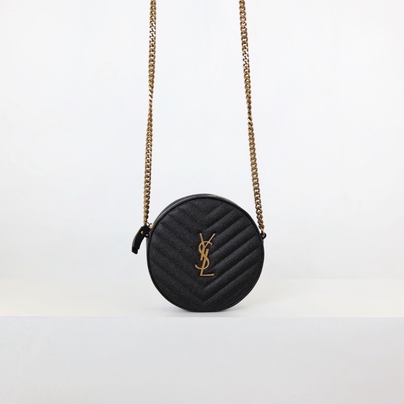 二手Ysl 圓餅包 淡金釦-0