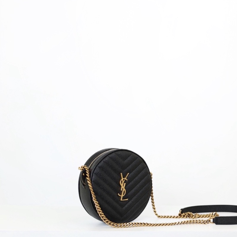 二手Ysl 圓餅包 淡金釦-1