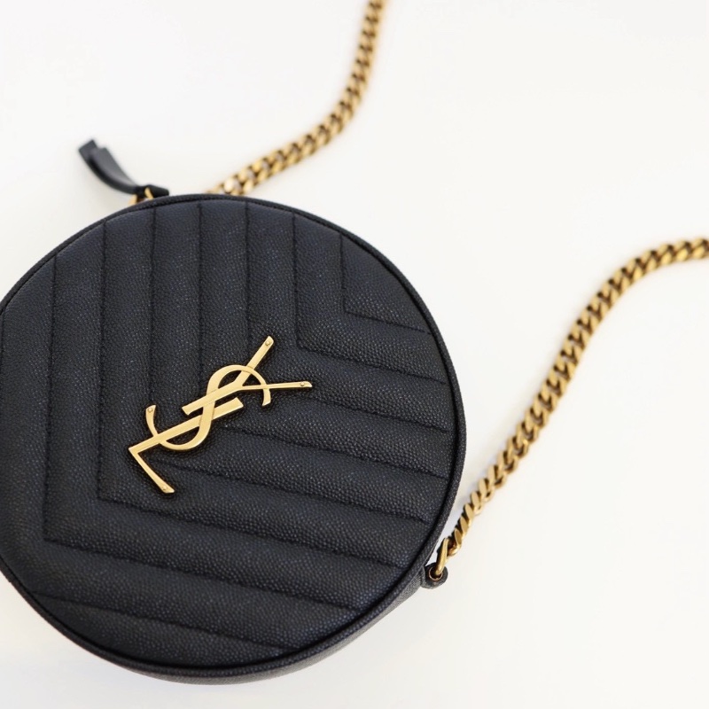 二手Ysl 圓餅包 淡金釦-4