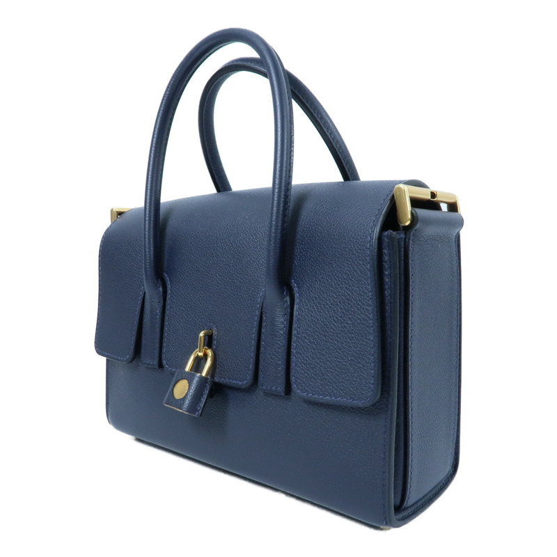 HERMES 【Hermes Fair】Evercolor皮革New Drag II金扣手挽肩背兩用袋Bleu Nuit-2