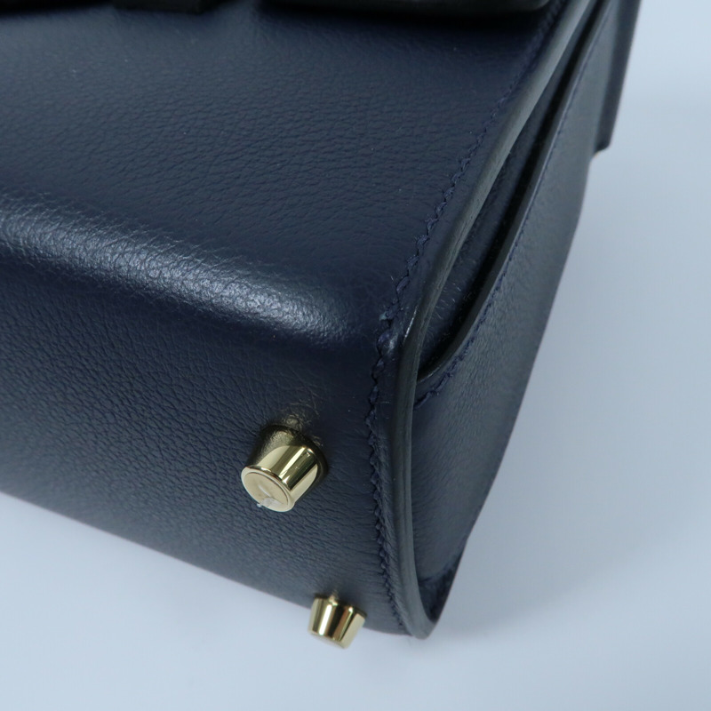 HERMES 【Hermes Fair】Evercolor皮革New Drag II金扣手挽肩背兩用袋Bleu Nuit-7